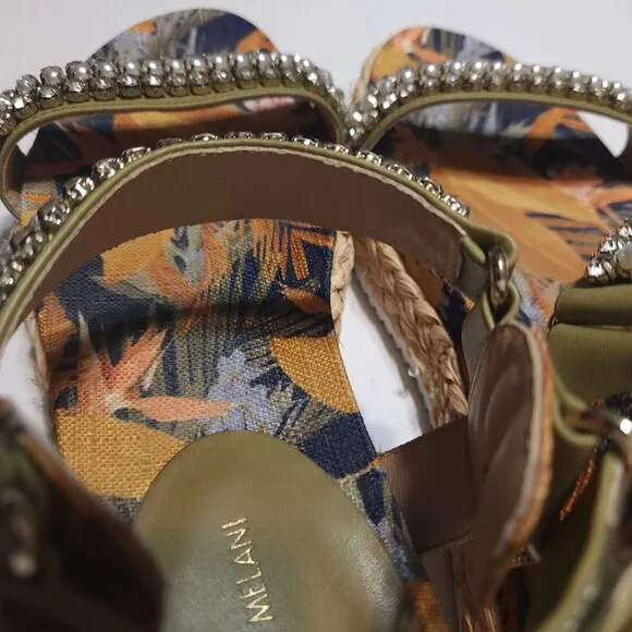 Antonio Milani Marienna Espadrille banded sandals Women's size 9M rhinestones