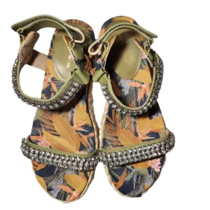 Antonio Milani Marienna Espadrille banded sandals Women's size 9M rhinestones