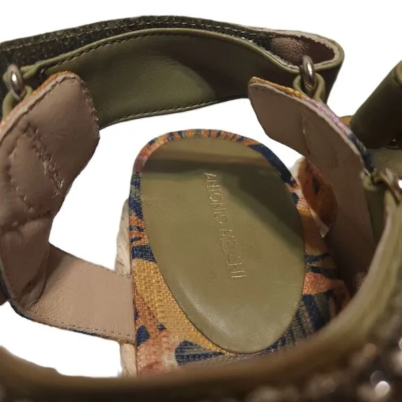 Antonio Milani Marienna Espadrille banded sandals Women's size 9M rhinestones