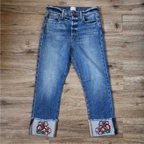 AO.LA by GRLFRND Embroidered Cuff Jeans - Size 31 - NWOT