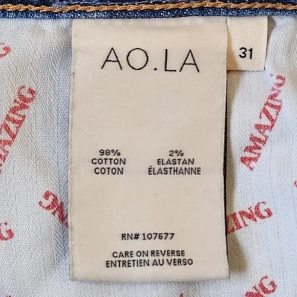 AO.LA by GRLFRND Embroidered Cuff Jeans - Size 31 - NWOT