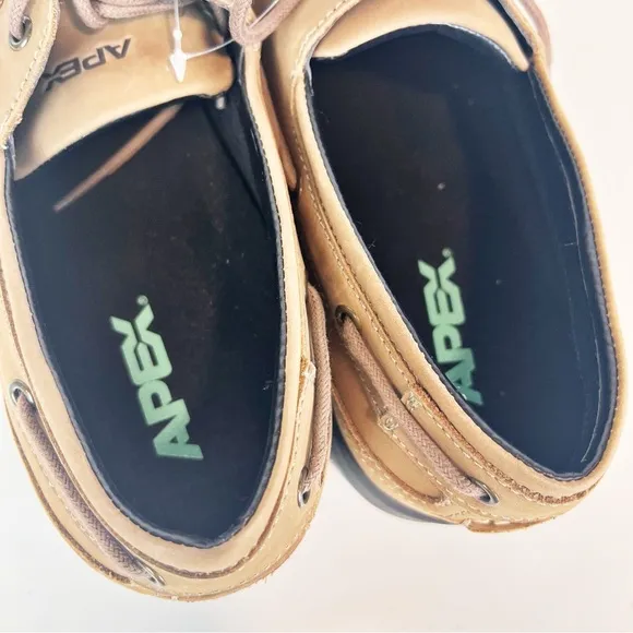 Apex Lt810m Orthopedic Boat Men's Shoe In Tan Size 9.5W Leather Comfort Orthotic