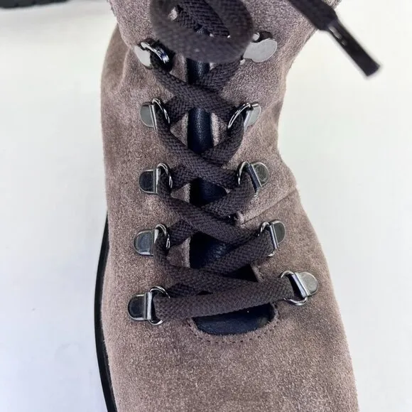 Aquatalia Liviana Suede Hiker Boots Women's Size 9 Taupe Weatherproof Leather