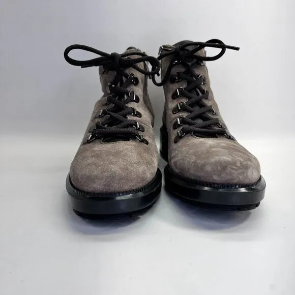 Aquatalia Liviana Suede Hiker Boots Women's Size 9 Taupe Weatherproof Leather