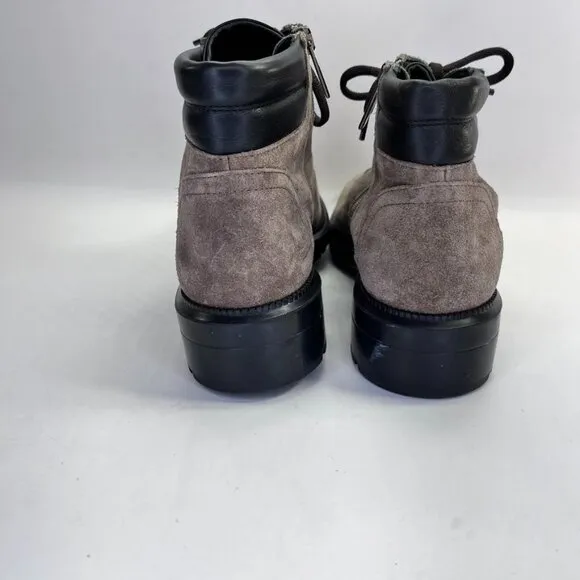 Aquatalia Liviana Suede Hiker Boots Women's Size 9 Taupe Weatherproof Leather