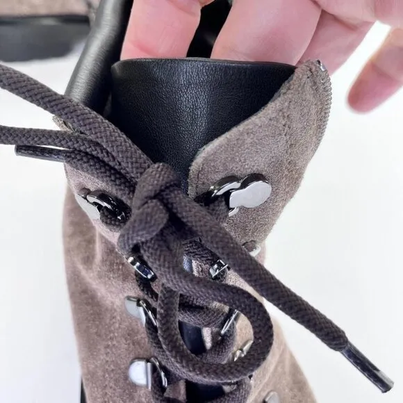 Aquatalia Liviana Suede Hiker Boots Women's Size 9 Taupe Weatherproof Leather