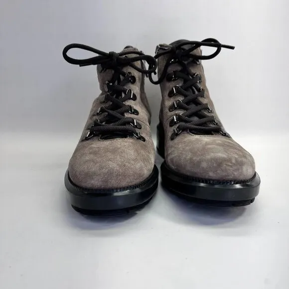 Aquatalia Liviana Suede Hiker Boots Women's Size 9 Taupe Weatherproof Leather