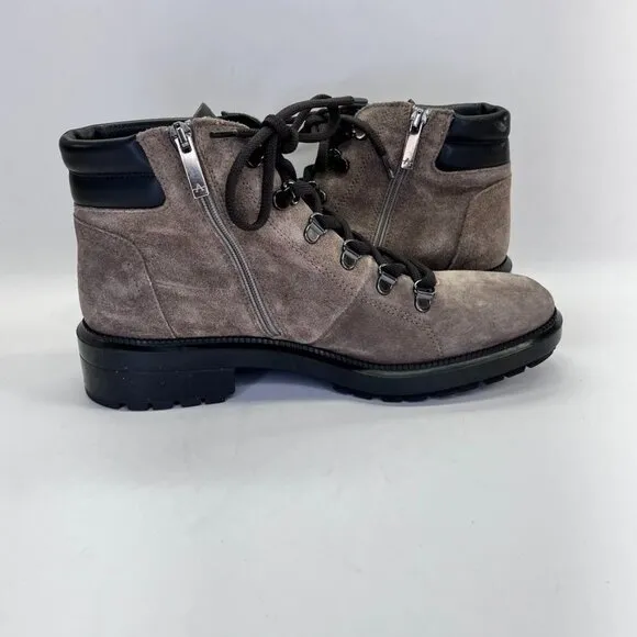 Aquatalia Liviana Suede Hiker Boots Women's Size 9 Taupe Weatherproof Leather