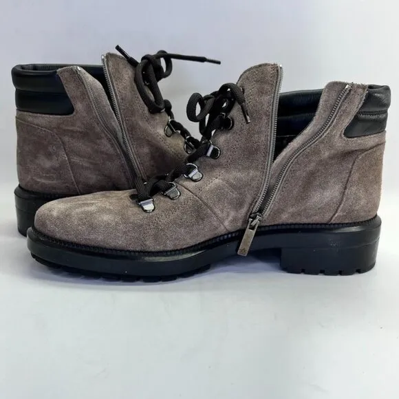 Aquatalia Liviana Suede Hiker Boots Women's Size 9 Taupe Weatherproof Leather