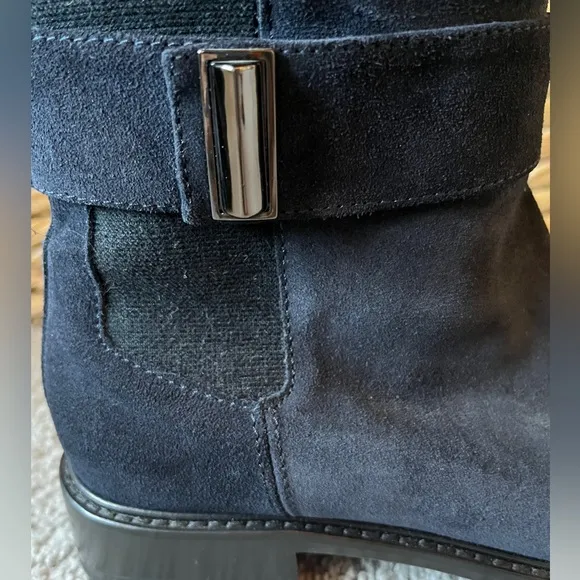 Aquatalia navy suede tall riding boots, 8.5
