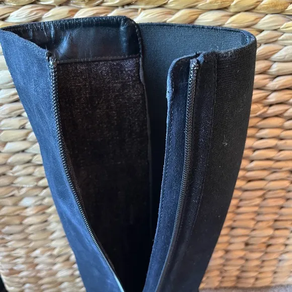 Aquatalia navy suede tall riding boots, 8.5