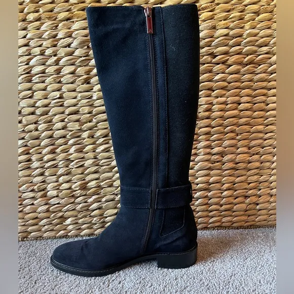 Aquatalia navy suede tall riding boots, 8.5