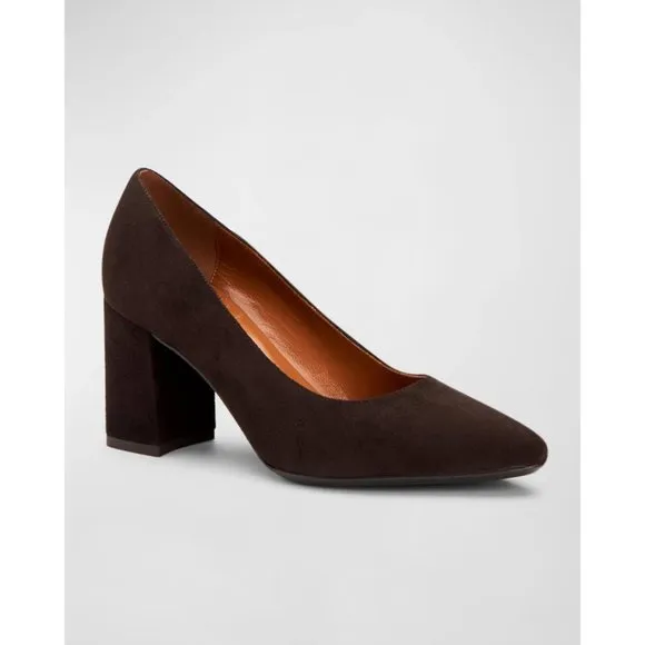 🆕AQUATALIA Peony Block Heel Pump Shoes Brown Suede 6.5