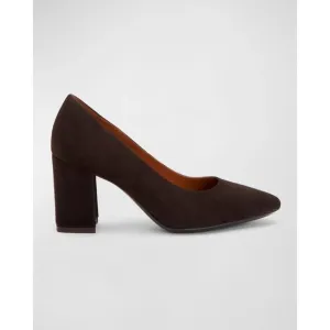 🆕AQUATALIA Peony Block Heel Pump Shoes Brown Suede 6.5