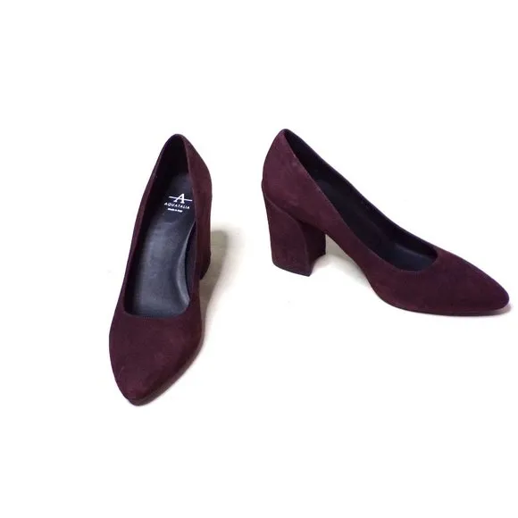 🆕AQUATALIA Peony Block Heel Pump Shoes Brown Suede 6.5