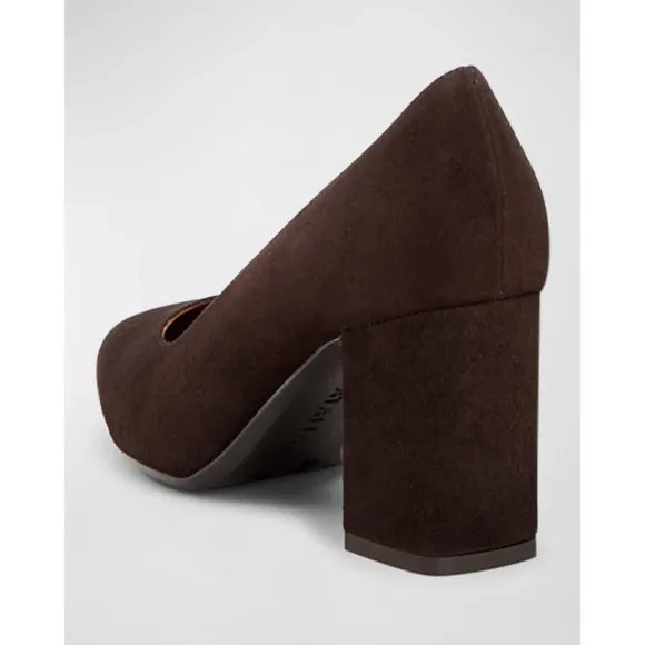 🆕AQUATALIA Peony Block Heel Pump Shoes Brown Suede 6.5