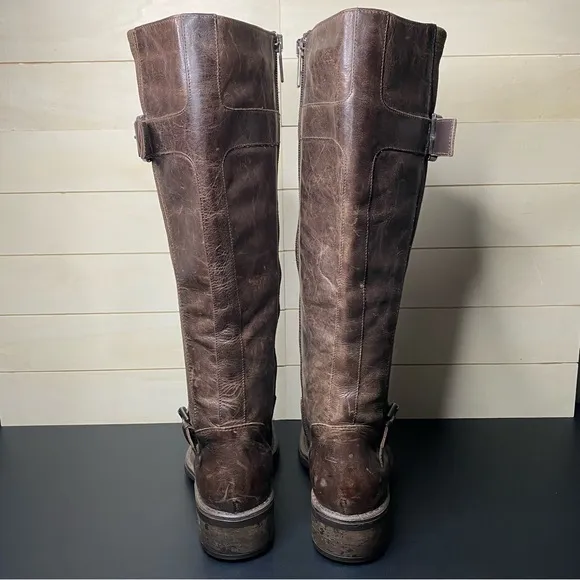 Aquatalia Riding Boots Brown Leather Women's Size 6.5 Shoes Tall Boots Zip