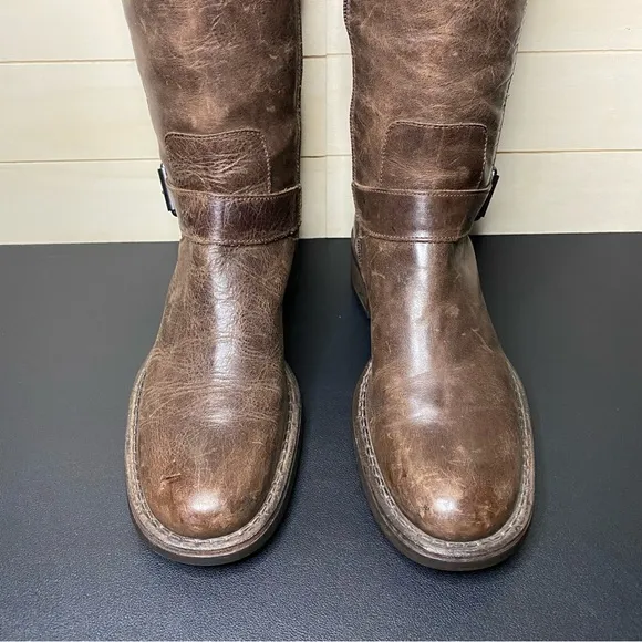 Aquatalia Riding Boots Brown Leather Women's Size 6.5 Shoes Tall Boots Zip