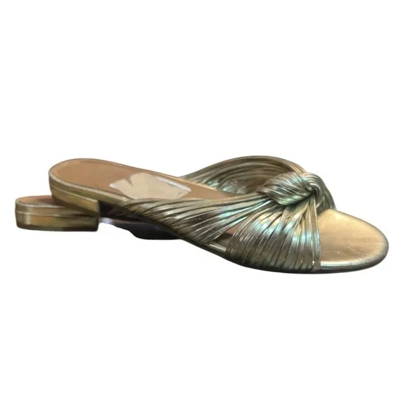 Aquatalia Tristina Gold Slip‎ On Knotted Leather Made In Italy Sandal Women 8