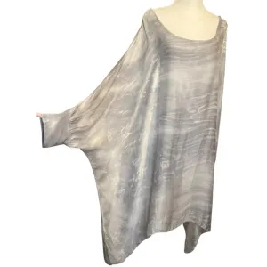 Aquavita Silk Gray White Dress Lightweight Comfy Casual Midi One Size