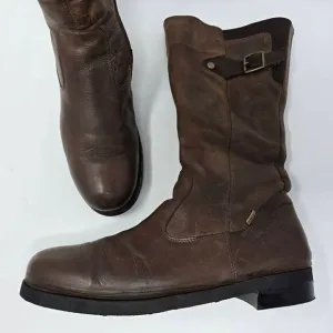 ARA BROWN LEATHER RIDER MOTO BOOTS GORE TEX WATERPROOF WOMENS SIZE 11 14&quot;