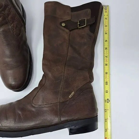 ARA BROWN LEATHER RIDER MOTO BOOTS GORE TEX WATERPROOF WOMENS SIZE 11 14&quot;