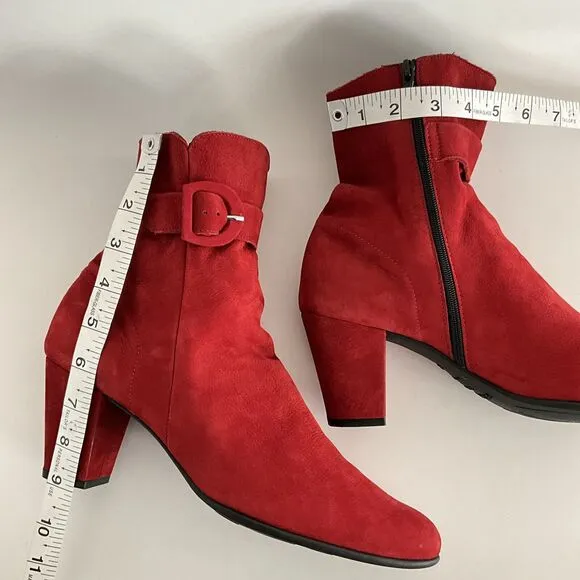 Arche LN Bootie Size 42 US 11M Red Suede Ankle Comfort Boots