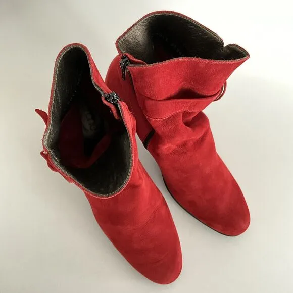 Arche LN Bootie Size 42 US 11M Red Suede Ankle Comfort Boots