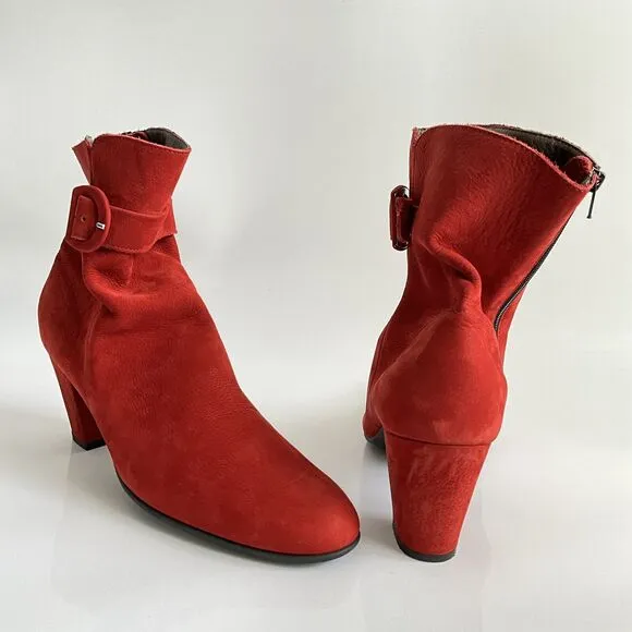 Arche LN Bootie Size 42 US 11M Red Suede Ankle Comfort Boots