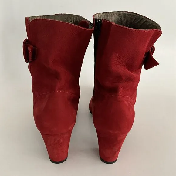 Arche LN Bootie Size 42 US 11M Red Suede Ankle Comfort Boots