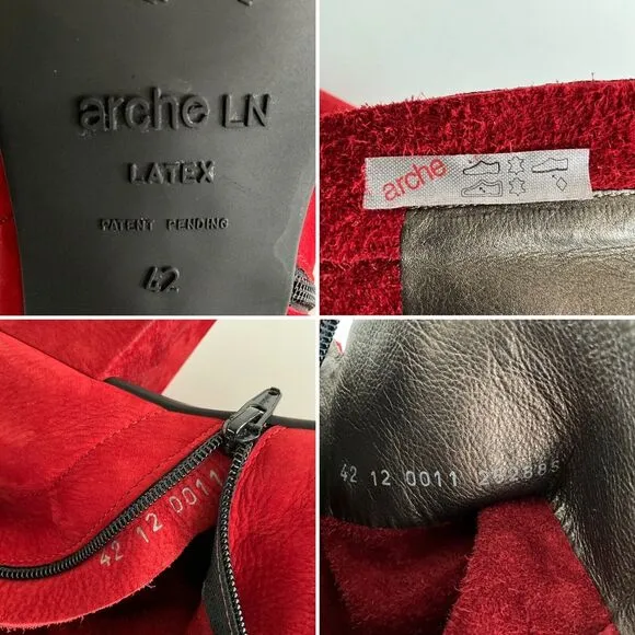 Arche LN Bootie Size 42 US 11M Red Suede Ankle Comfort Boots