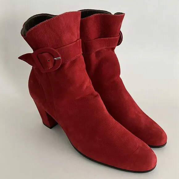 Arche LN Bootie Size 42 US 11M Red Suede Ankle Comfort Boots
