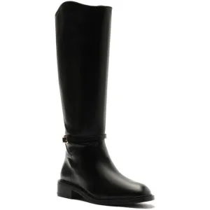 Arezzo Womens A133460006 Black Buckle Leather Knee-High Boots New