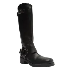 Arezzo Women's Clara Leather Knee High Moto Boots Black Size 5