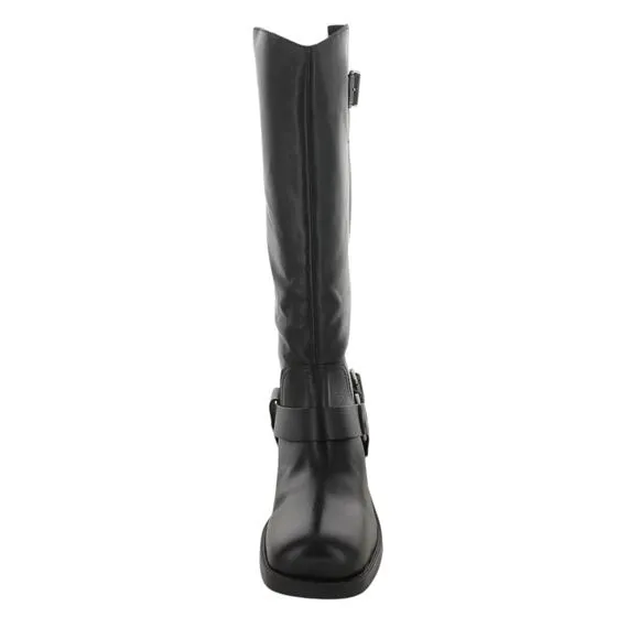 Arezzo Women's Clara Leather Knee High Moto Boots Black Size 5