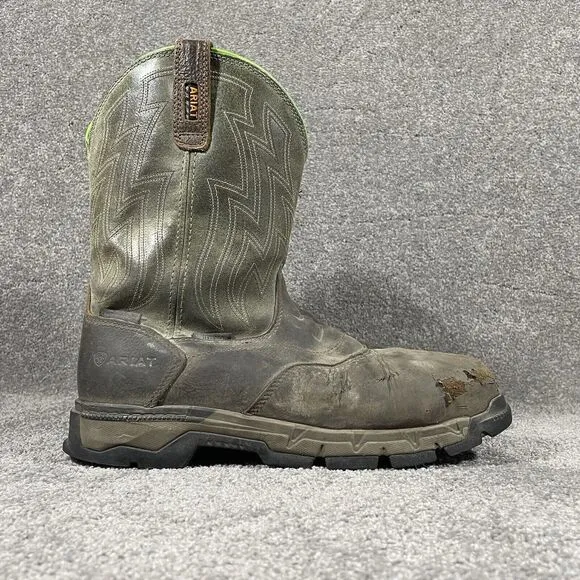 Ariat Boots Mens 9.5D Brown Rebar Flex Leather Composite Toe Waterproof See Pics