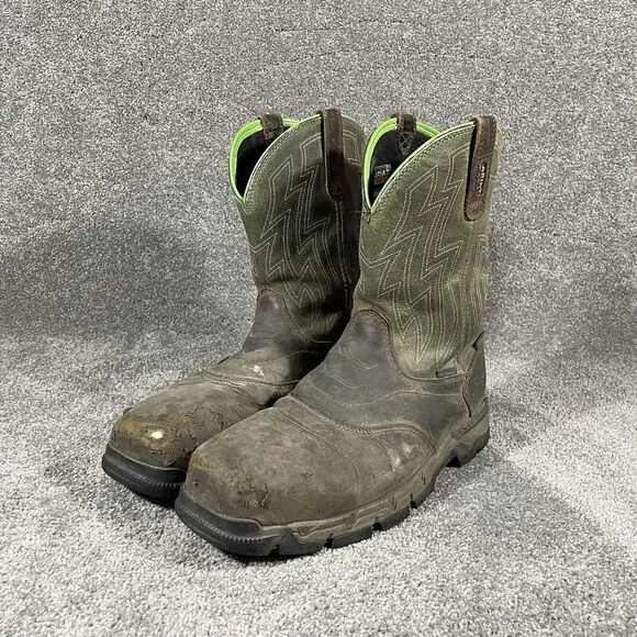 Ariat Boots Mens 9.5D Brown Rebar Flex Leather Composite Toe Waterproof See Pics