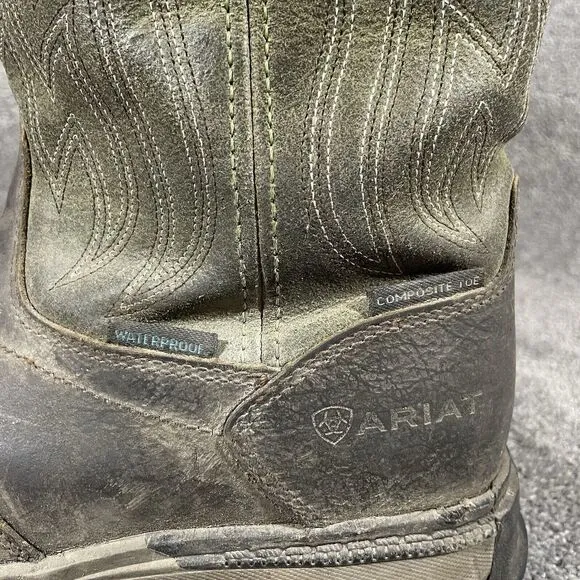 Ariat Boots Mens 9.5D Brown Rebar Flex Leather Composite Toe Waterproof See Pics