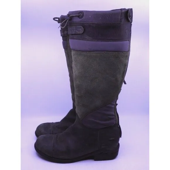 Ariat Brossard Tall Boot Women’s 9.5B Black/ Gray Leather Suede Riding Winter