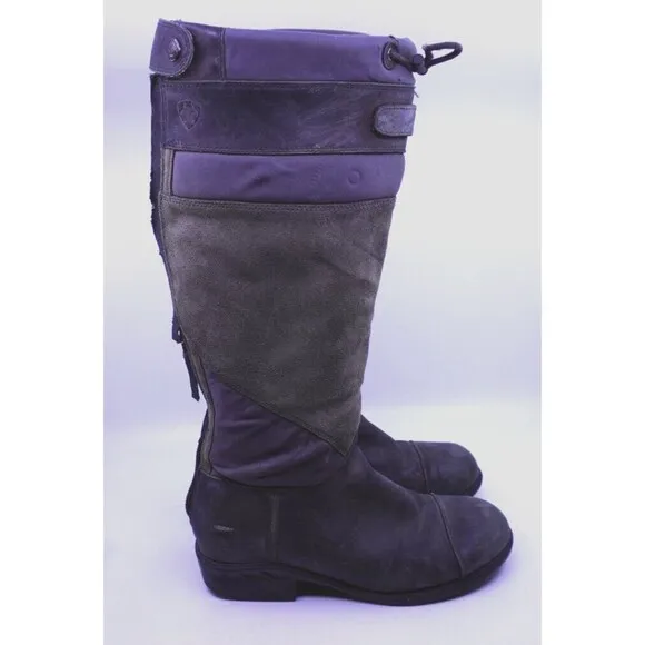 Ariat Brossard Tall Boot Women’s 9.5B Black/ Gray Leather Suede Riding Winter