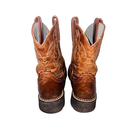 Ariat Fatbaby Saddle Leather Western Brown Cowboy Boots 10 Lightweight Womens