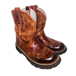 Ariat Fatbaby Saddle Leather Western Brown Cowboy Boots 10 Lightweight Womens