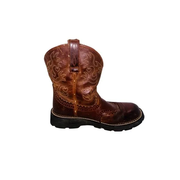 Ariat Fatbaby Saddle Leather Western Brown Cowboy Boots 10 Lightweight Womens