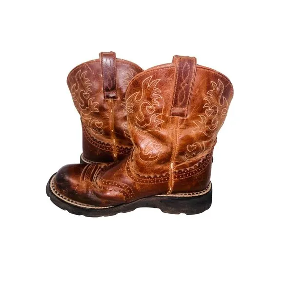 Ariat Fatbaby Saddle Leather Western Brown Cowboy Boots 10 Lightweight Womens