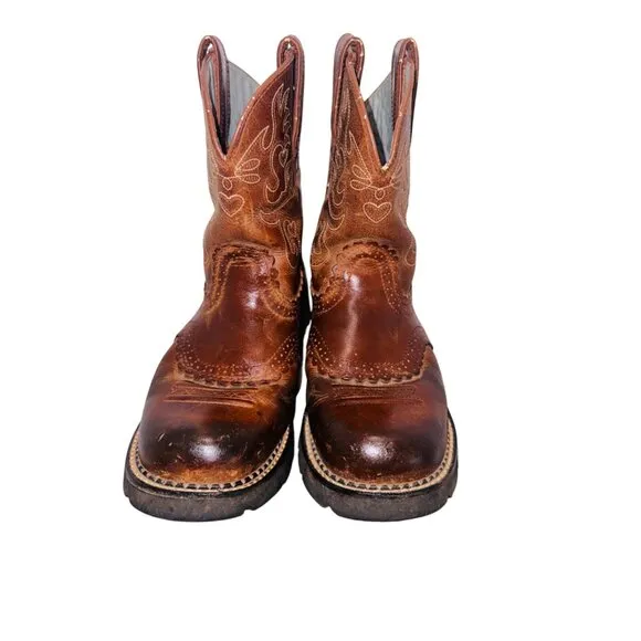 Ariat Fatbaby Saddle Leather Western Brown Cowboy Boots 10 Lightweight Womens