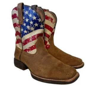 Ariat Kid’s Boots Western Cowboy American Flag Stars &amp; Stripes Leather Size 2
