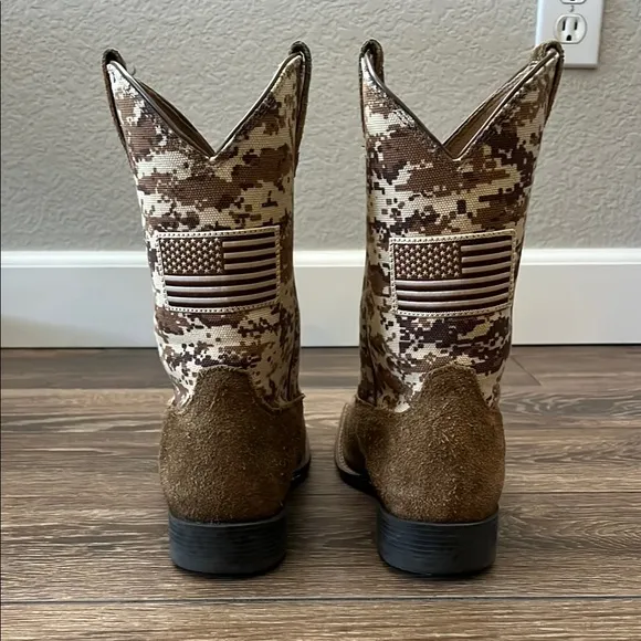 Ariat Leather Boots with American Flag Patch