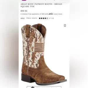 Ariat Leather Boots with American Flag Patch