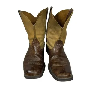 Ariat Rambler Distressed Leather Pull On Square‎ Toe Western Boots Size 10 EE