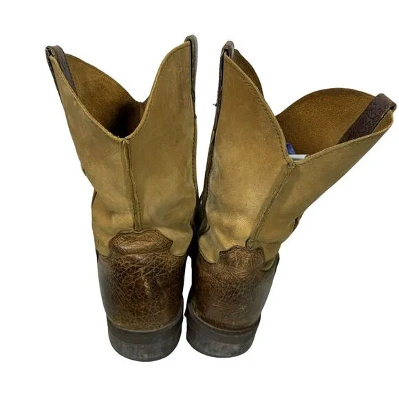 Ariat Rambler Distressed Leather Pull On Square‎ Toe Western Boots Size 10 EE